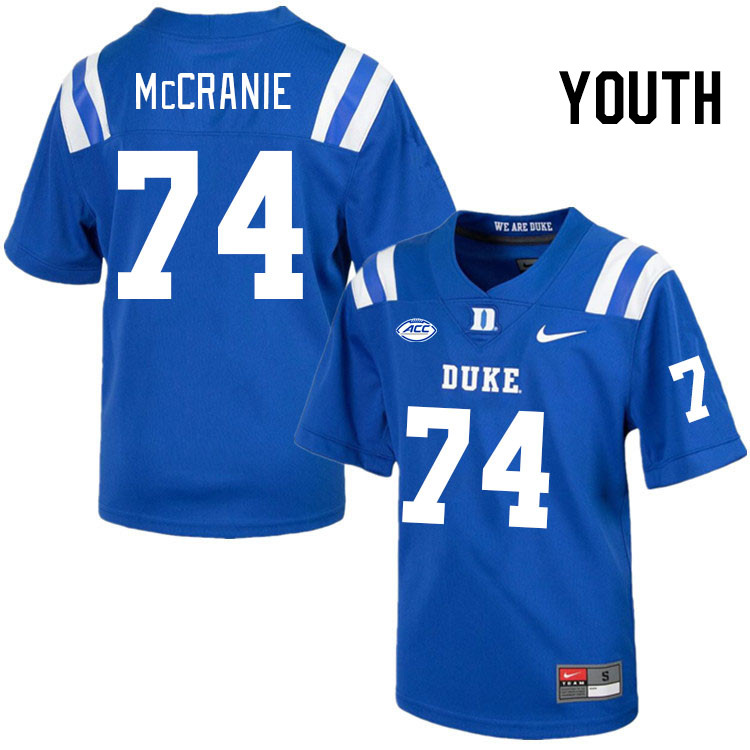Youth #74 Reagan McCranie Duke Blue Devils College Football Jerseys Stitched Sale-Royal